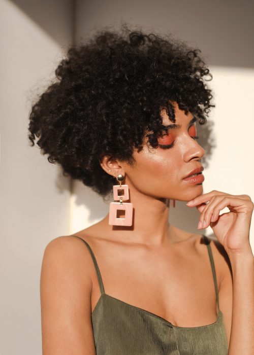 Pink earrings resin