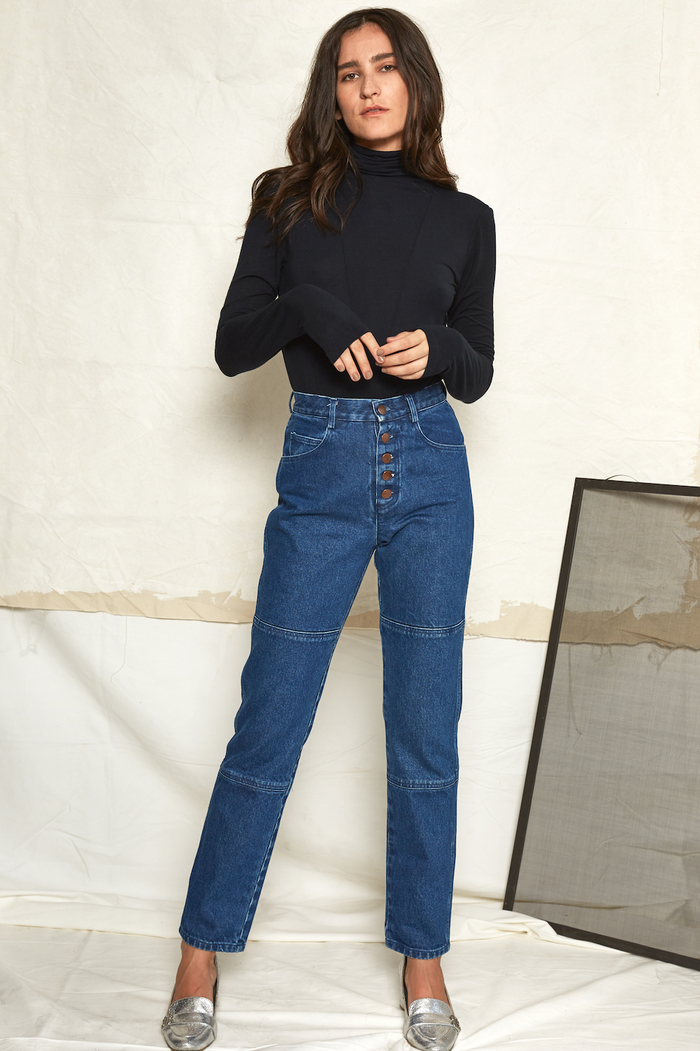CARLEEN One Tone Jeans Blue Made in NYC | FAUBOURG